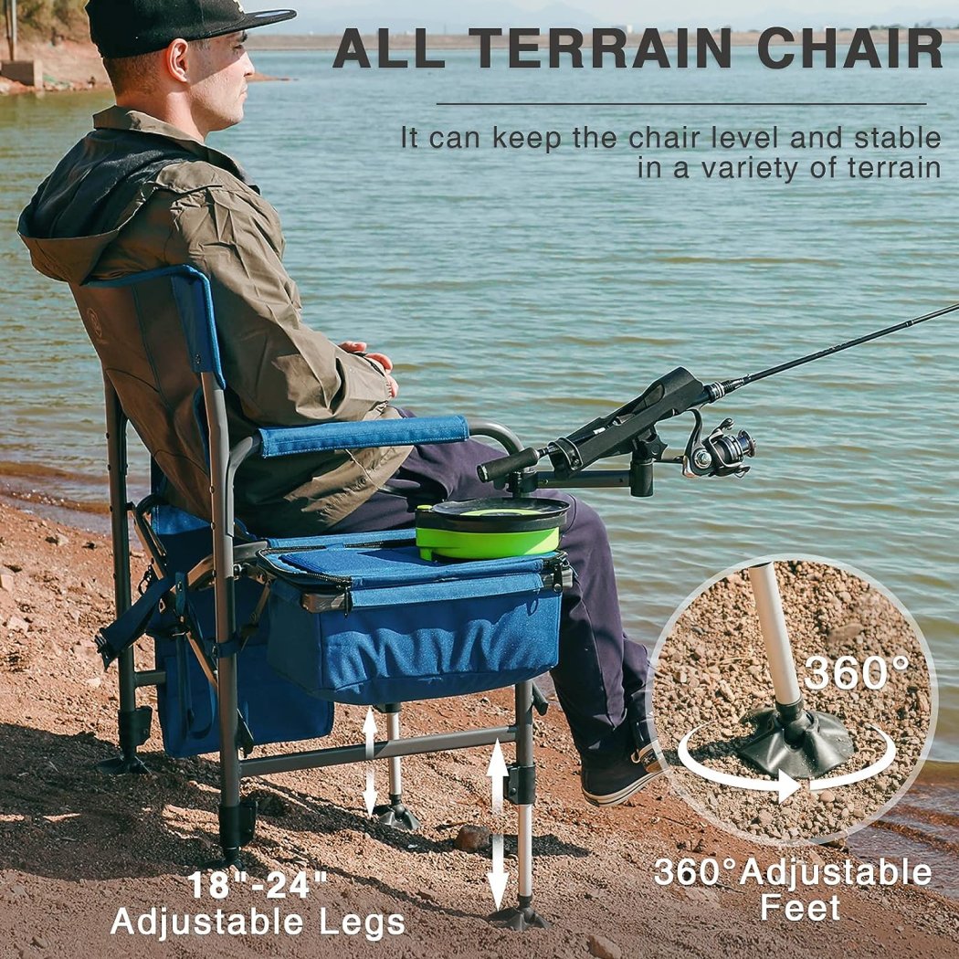 EVER ADVANCED Fishing Chair with Rod Holder and Cooler