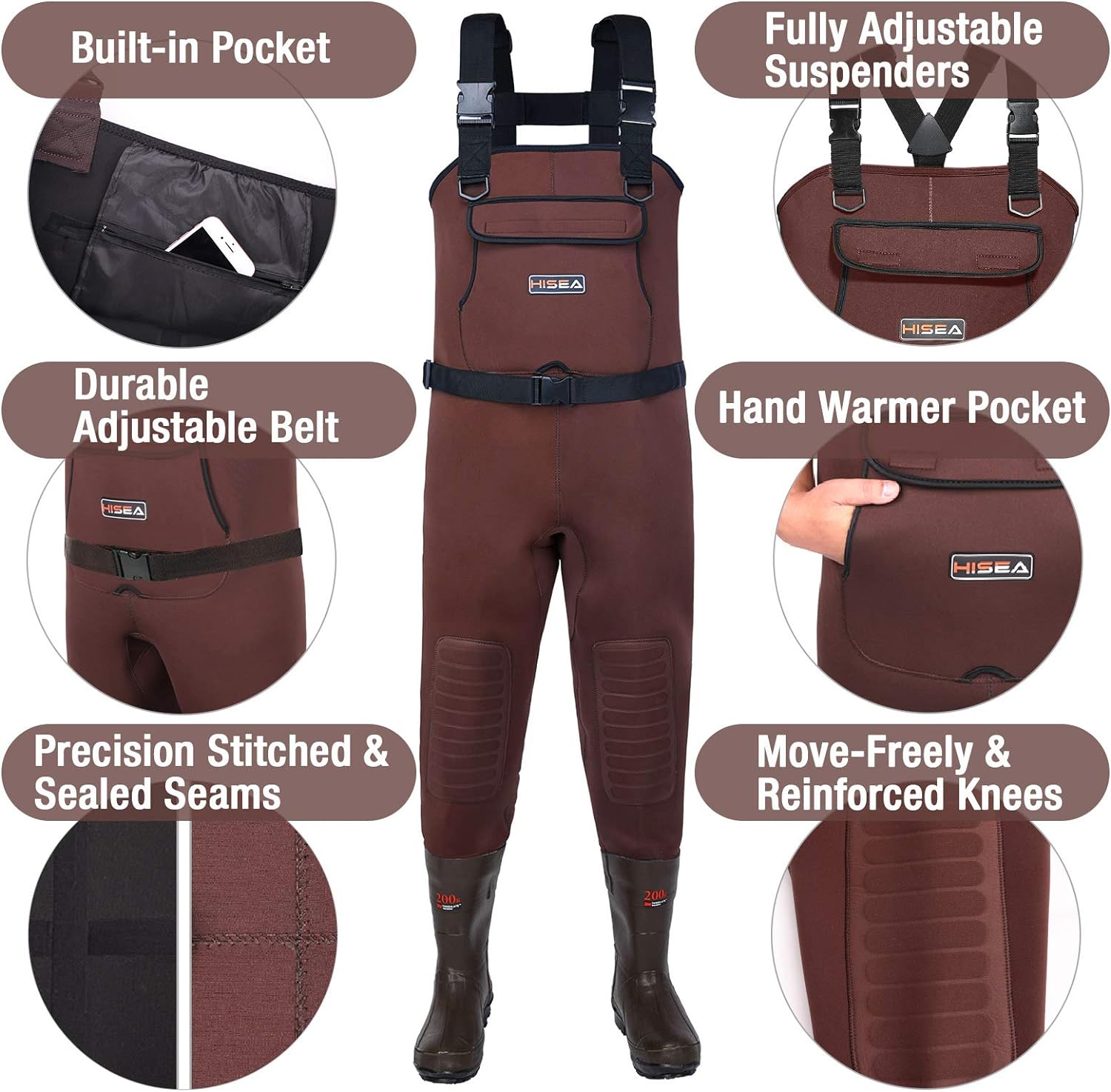 HISEA Neoprene Fishing Chest Waders