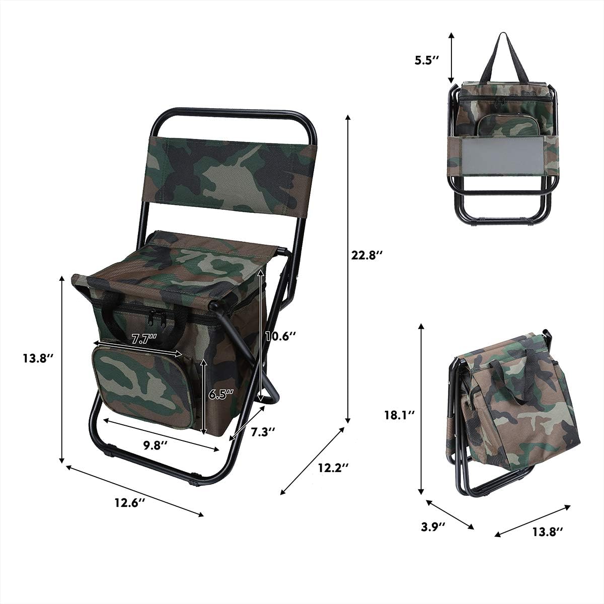 LEADALLWAY Portable Fishing Chairs with Cooler Bag