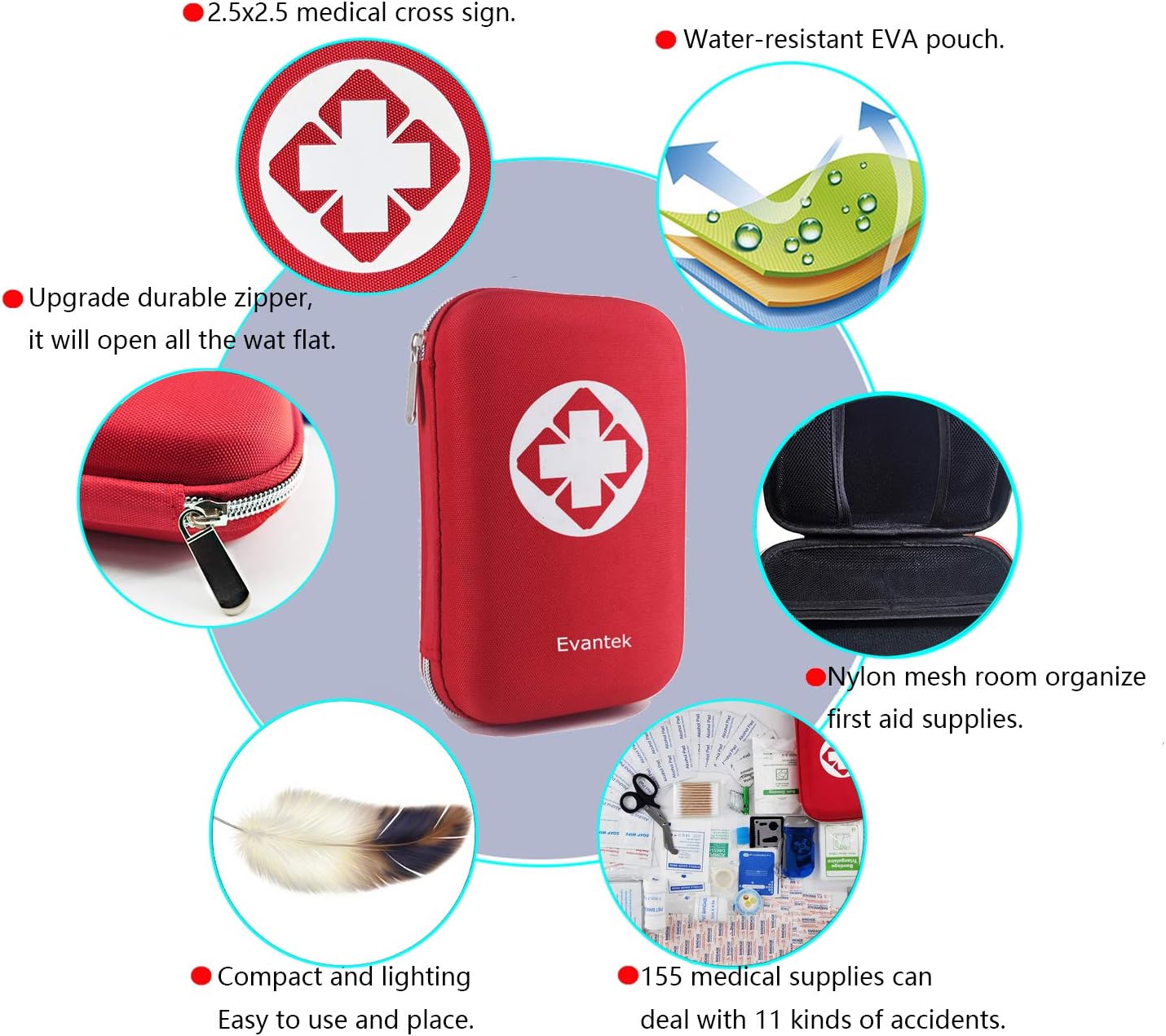 EVANTEK First Aid Kit Medical Med - 155 Pcs