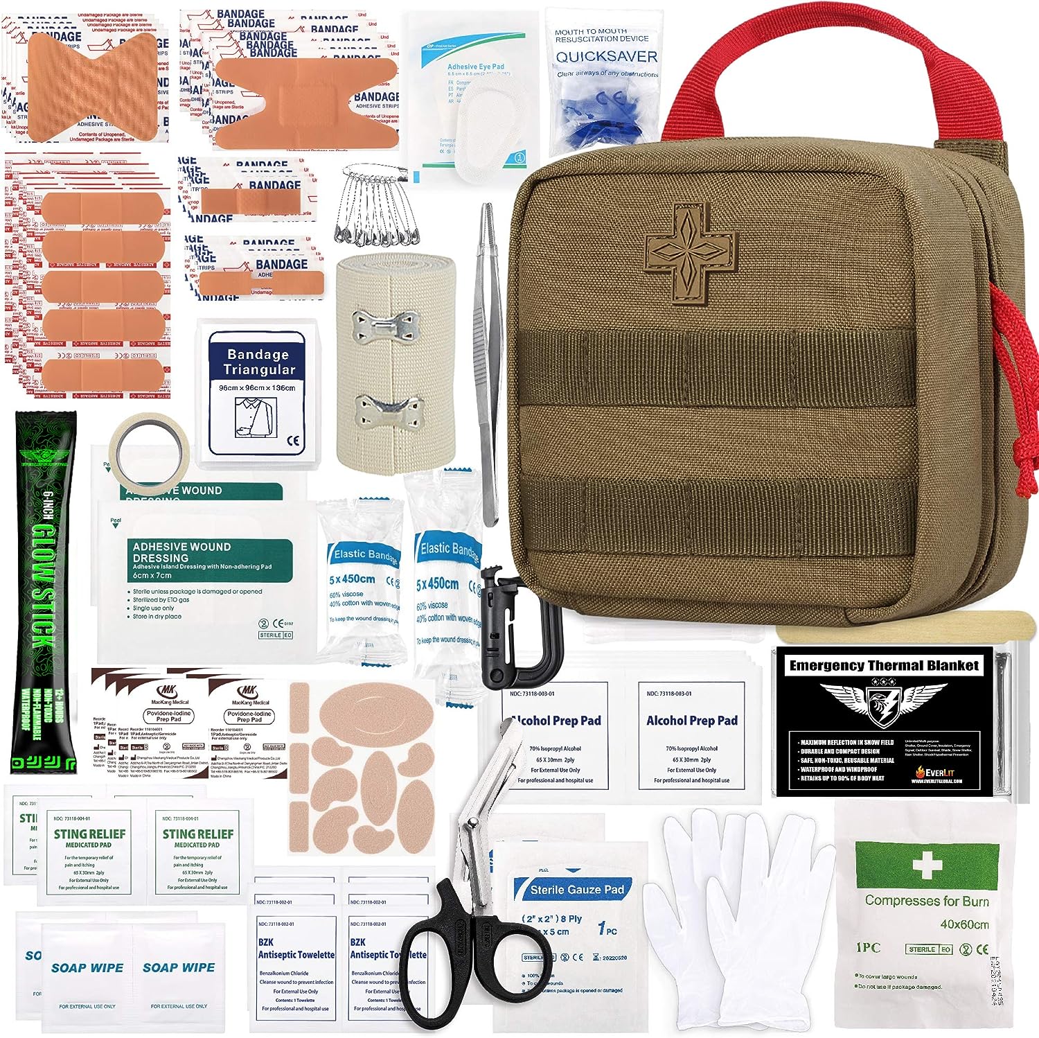 Everlit 180 Pieces Tactical First Aid Kit