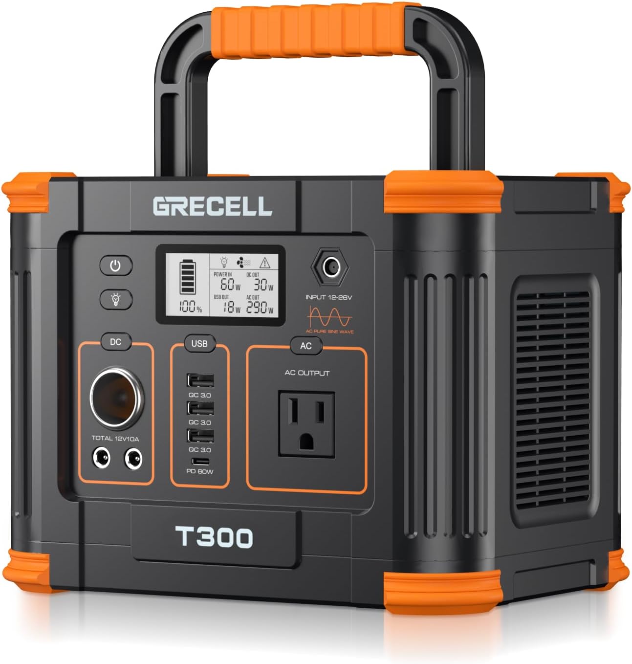 GRECELL 288Wh Solar Generator with 60W USB-C PD Output