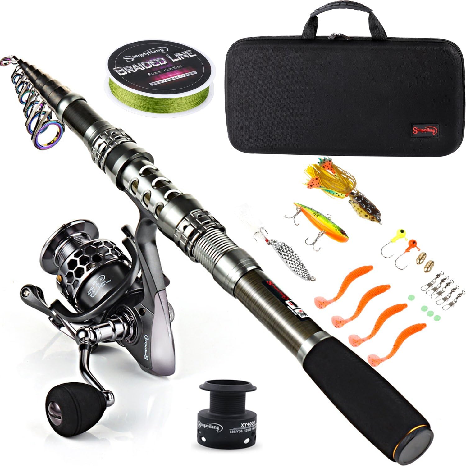 Sougayilang Fishing Rod Combos with Telescopic Fishing Pole