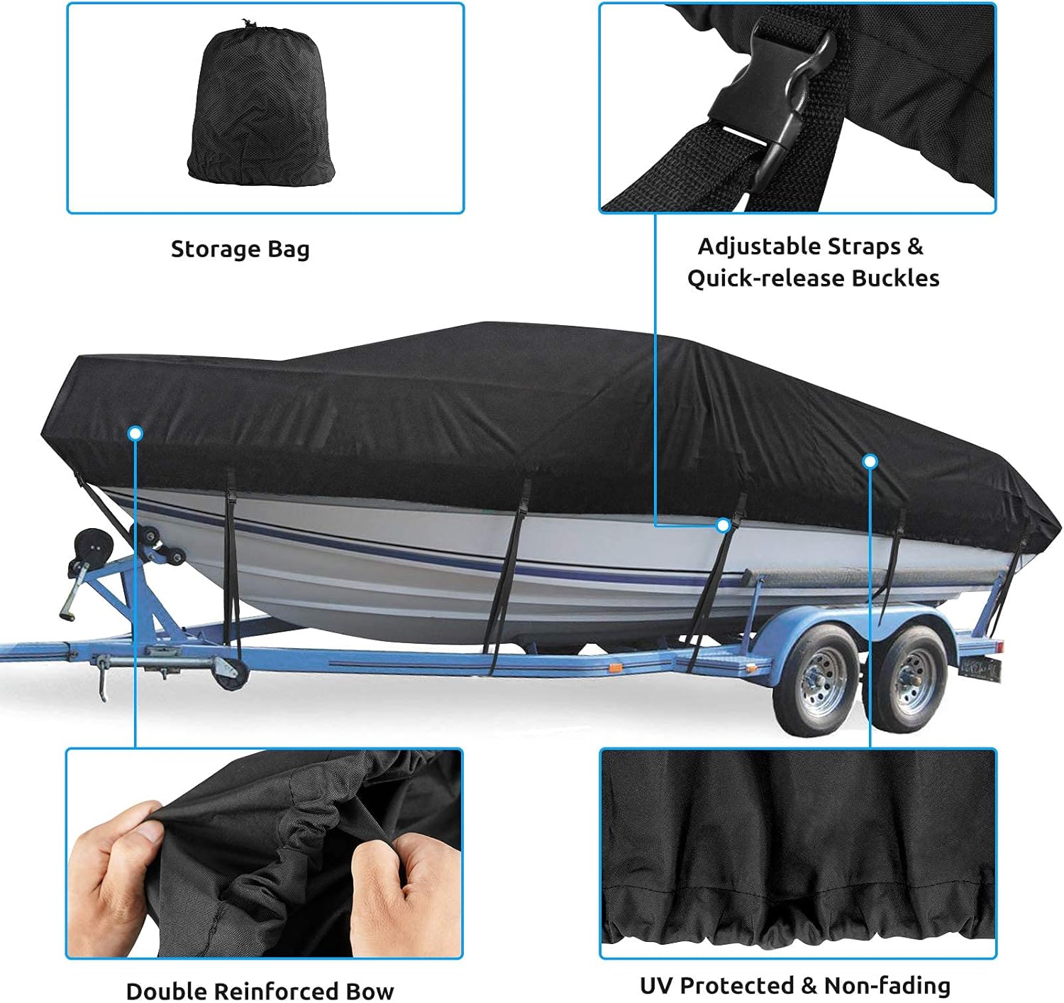 Mancro 17-19ft Waterproof Trailerable Boat Cover